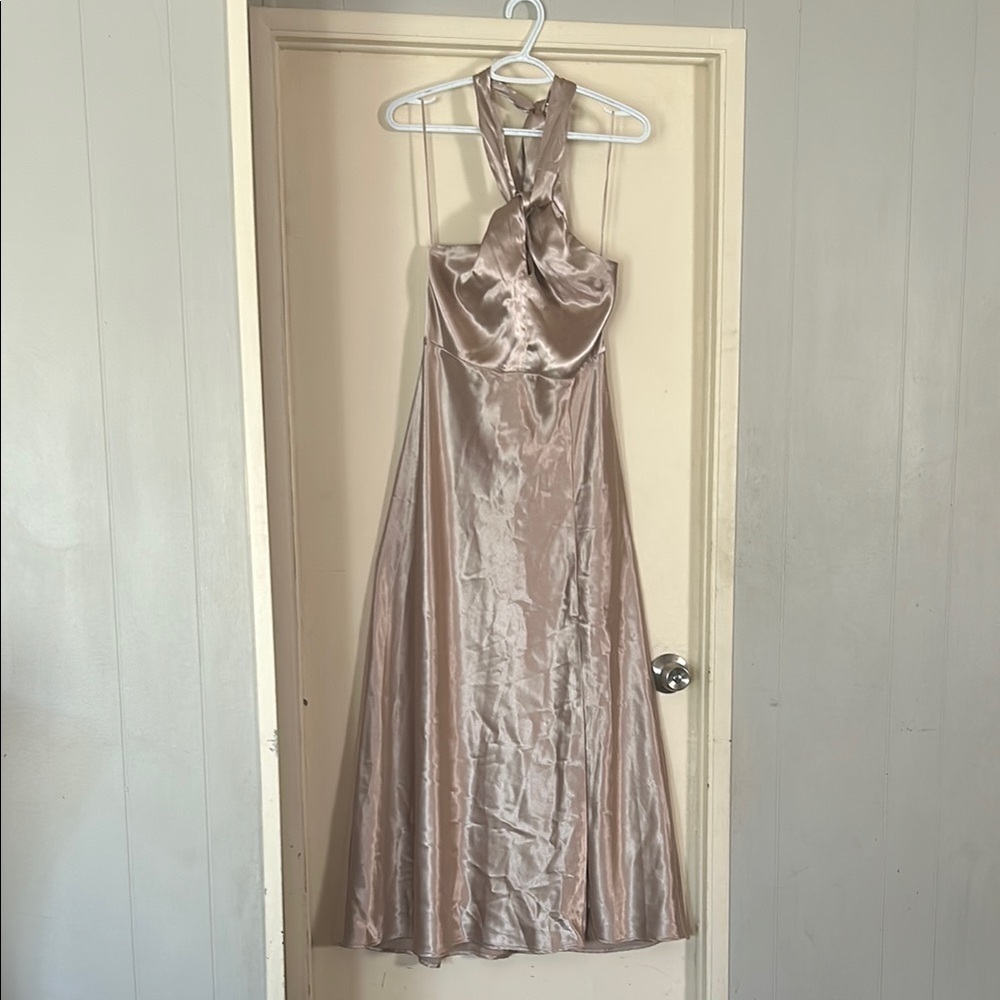 Birdy Grey Satin Halter Dress - Cream